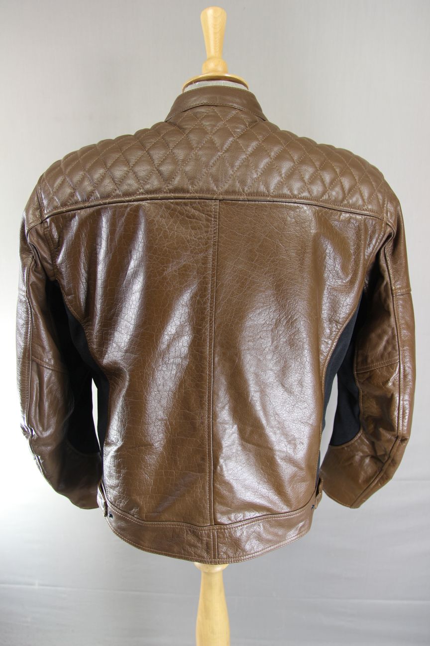 COURSE 'BOOMER' BROWN BUFFALO LEATHER BIKER JACKET WITH CE ARMOUR 42 INCH/LARGE