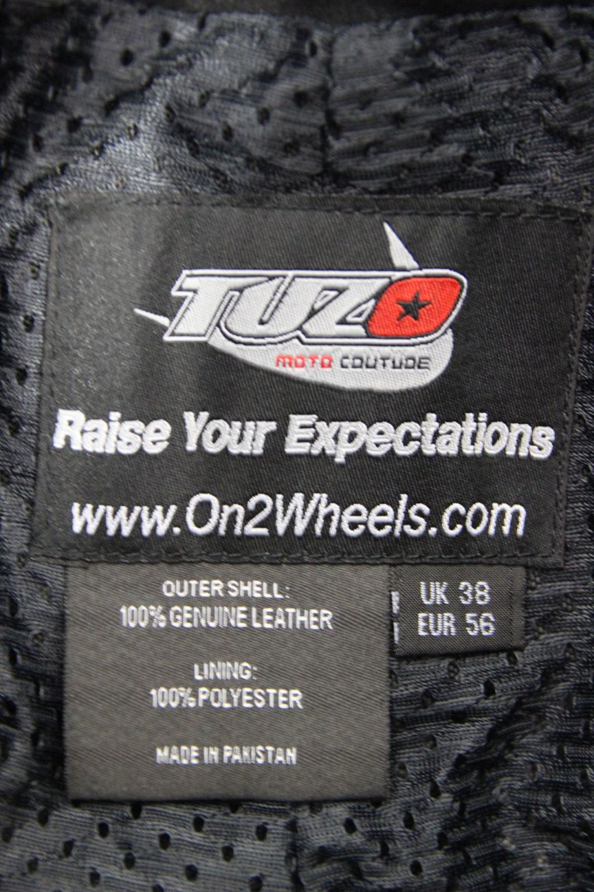 TUZO BLACK LEATHER BIKER TROUSERS WITH CE KNEE ARMOUR: WAIST 36 IN/LEG 32 IN