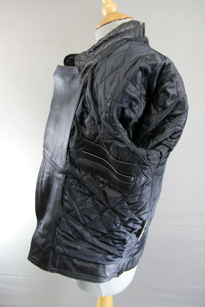 CLASSIC BLACK ACE LEATHERS BIKER JACKET SIZE 10-12: 34 INCH CHEST