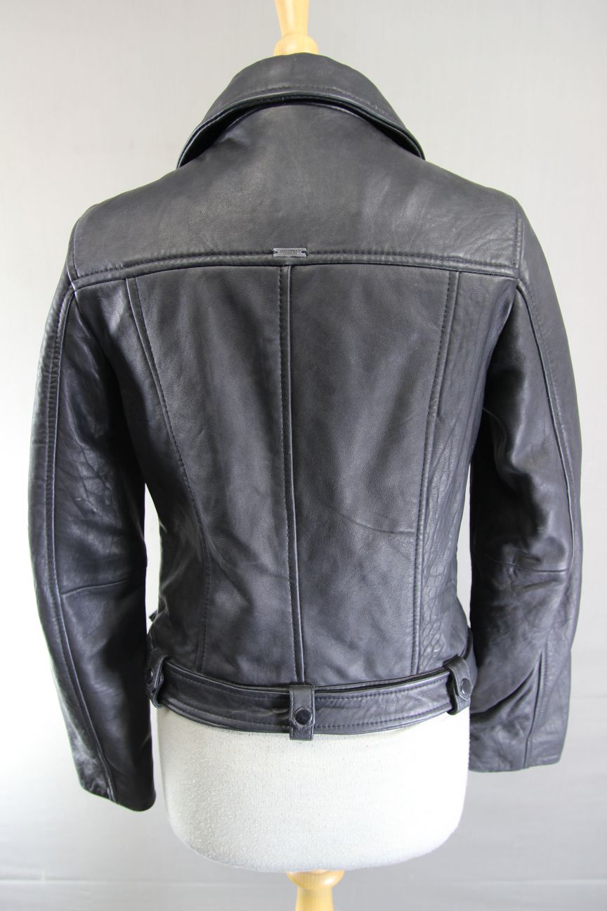 AVIATRIX VINTAGE 1970'S STYLE PUNK ROCK BLACK LEATHER RETRO BIKER JACKET SIZE 10