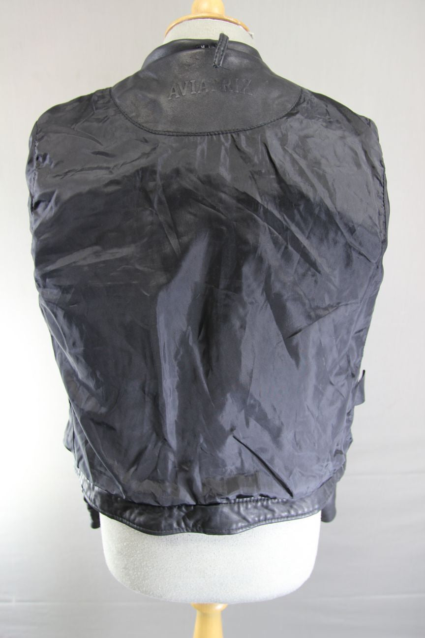 AVIATRIX VINTAGE 1970'S STYLE PUNK ROCK BLACK LEATHER RETRO BIKER JACKET SIZE 10
