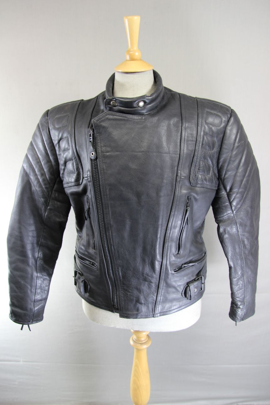 LONDON LEATHER COLLECTION CLASSIC BLACK BIKER JACKET 40 INCH CHEST/MEDIUM