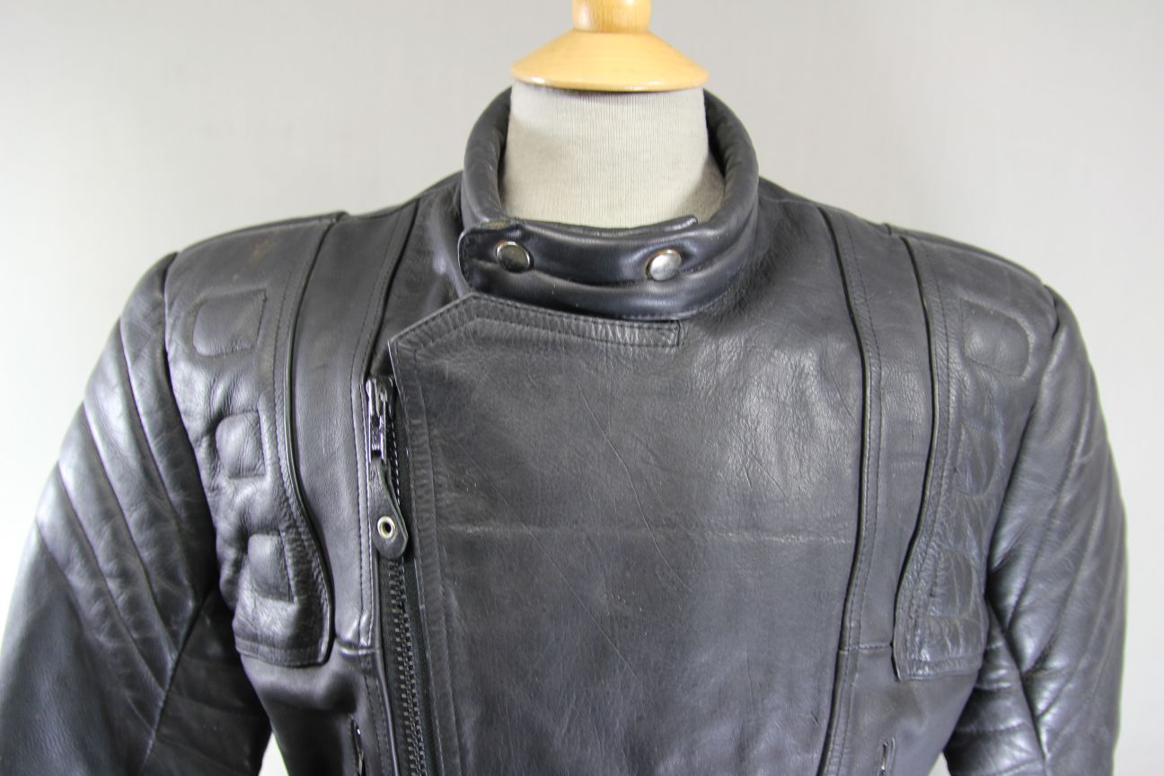 LONDON LEATHER COLLECTION CLASSIC BLACK BIKER JACKET 40 INCH CHEST/MEDIUM