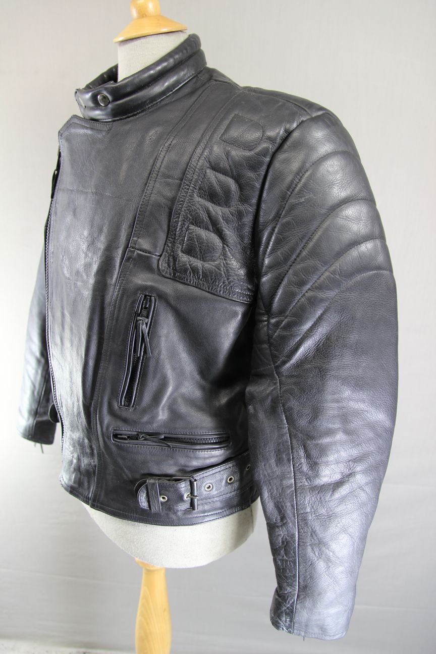 LONDON LEATHER COLLECTION CLASSIC BLACK BIKER JACKET 40 INCH CHEST/MEDIUM