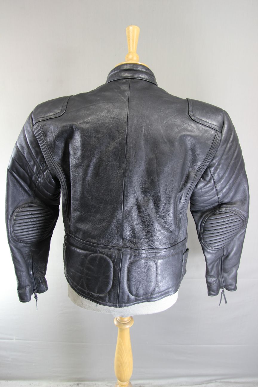 LONDON LEATHER COLLECTION CLASSIC BLACK BIKER JACKET 40 INCH CHEST/MEDIUM