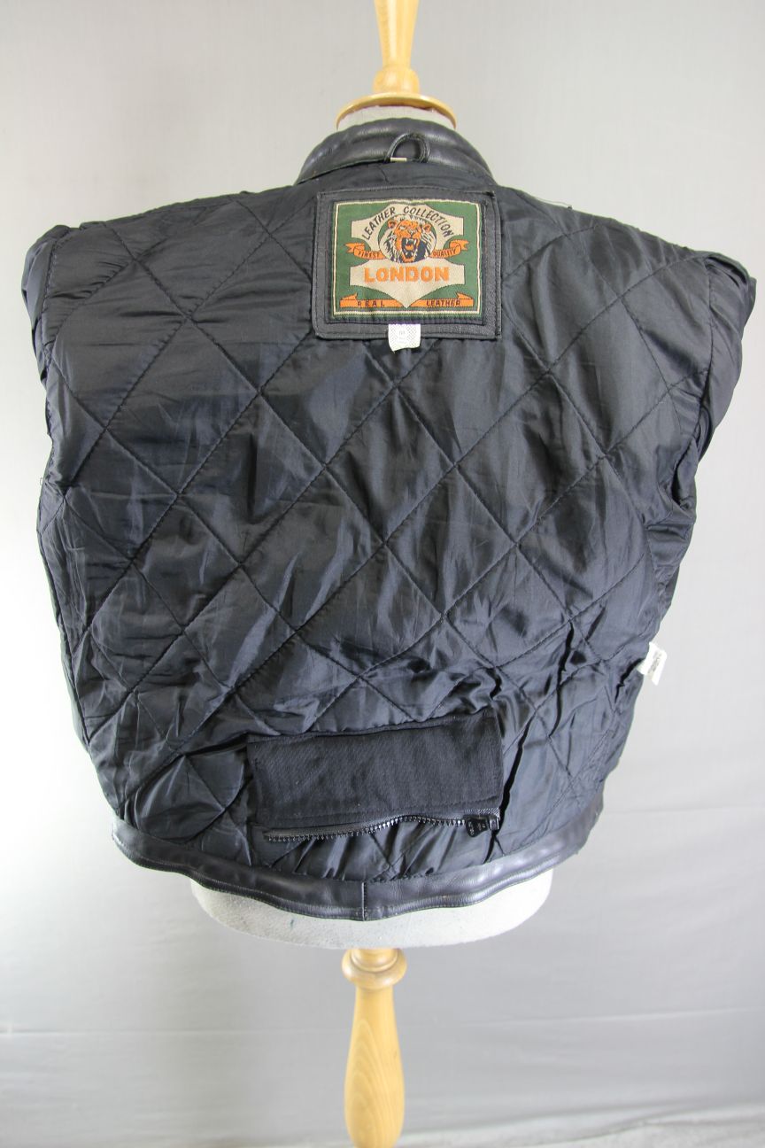 LONDON LEATHER COLLECTION CLASSIC BLACK BIKER JACKET 40 INCH CHEST/MEDIUM
