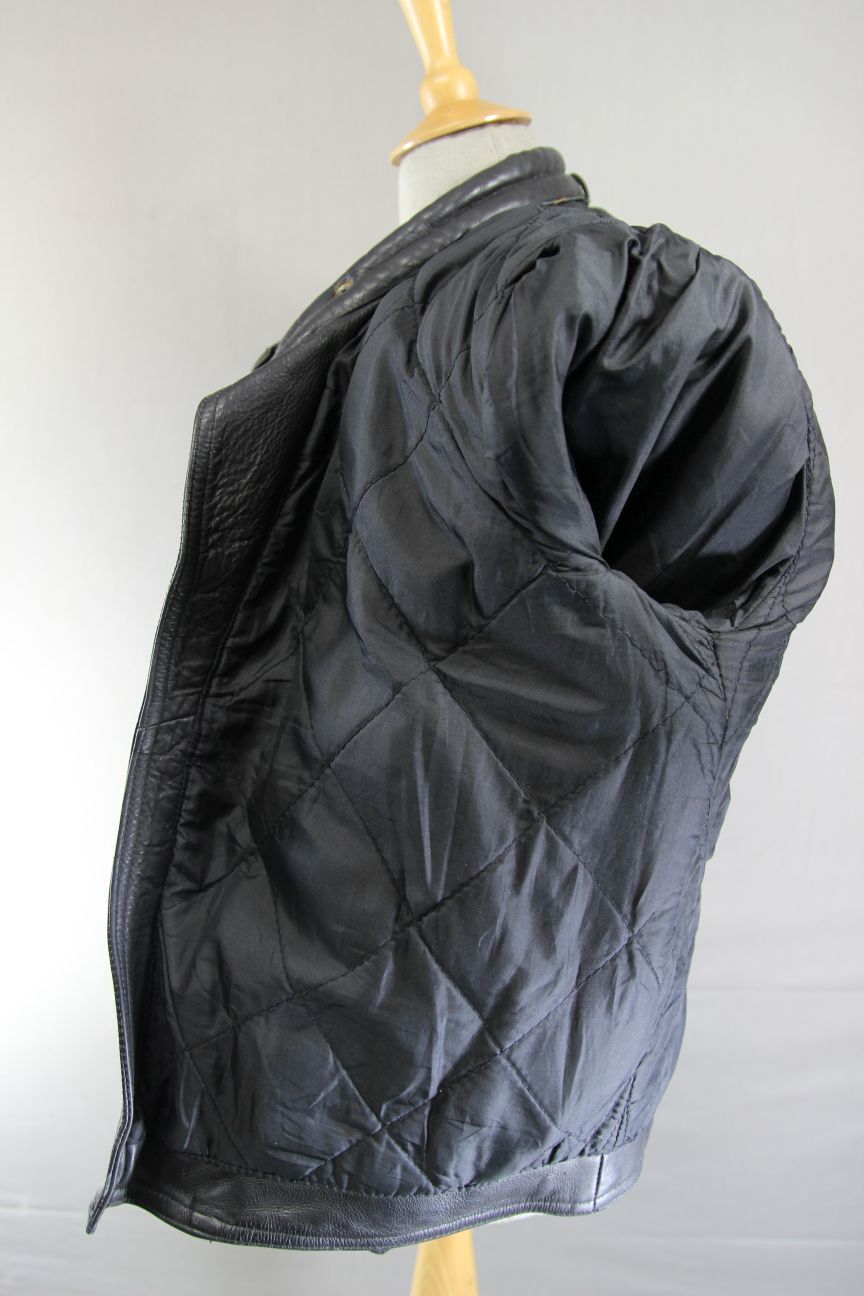 LONDON LEATHER COLLECTION CLASSIC BLACK BIKER JACKET 40 INCH CHEST/MEDIUM