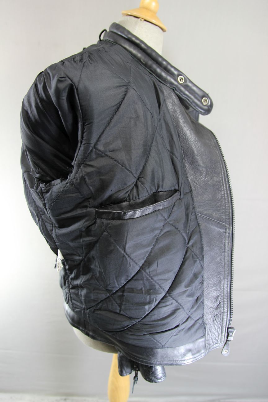 LONDON LEATHER COLLECTION CLASSIC BLACK BIKER JACKET 40 INCH CHEST/MEDIUM