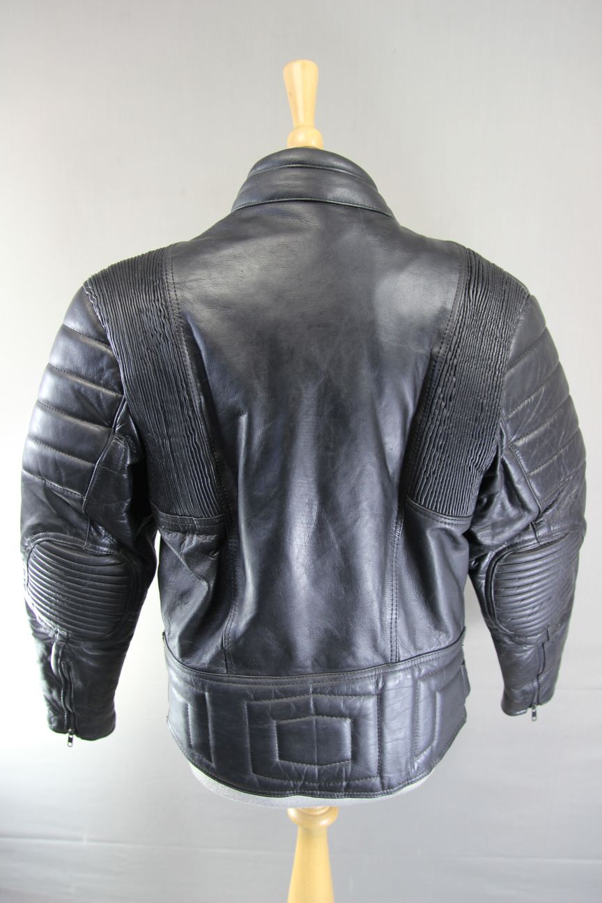 CLASSIC BLACK LEATHER BIKER JACKET 36-38 INCH CHEST