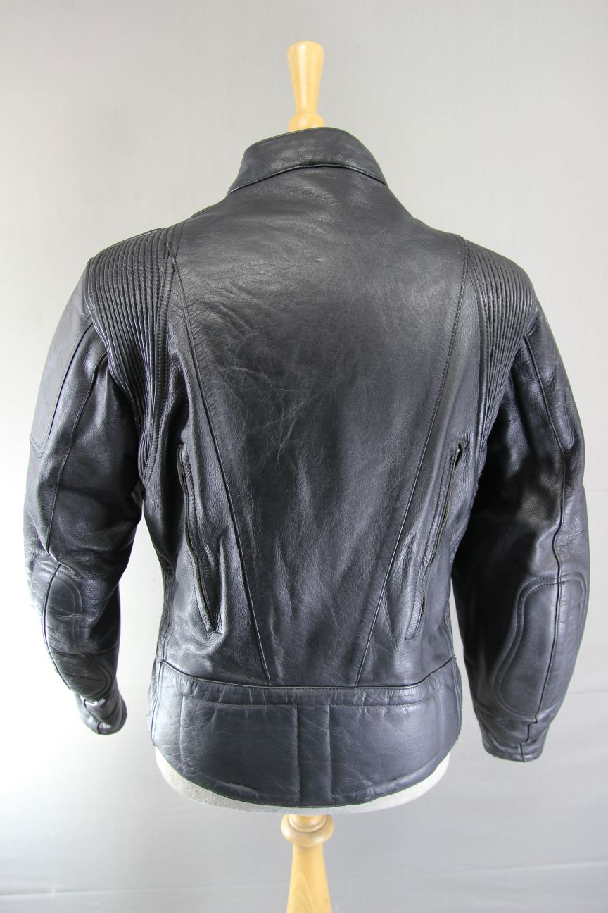 CLASSIC ASHY BLACK PRIME HIDE LEATHER BIKER JACKET 38 INCH