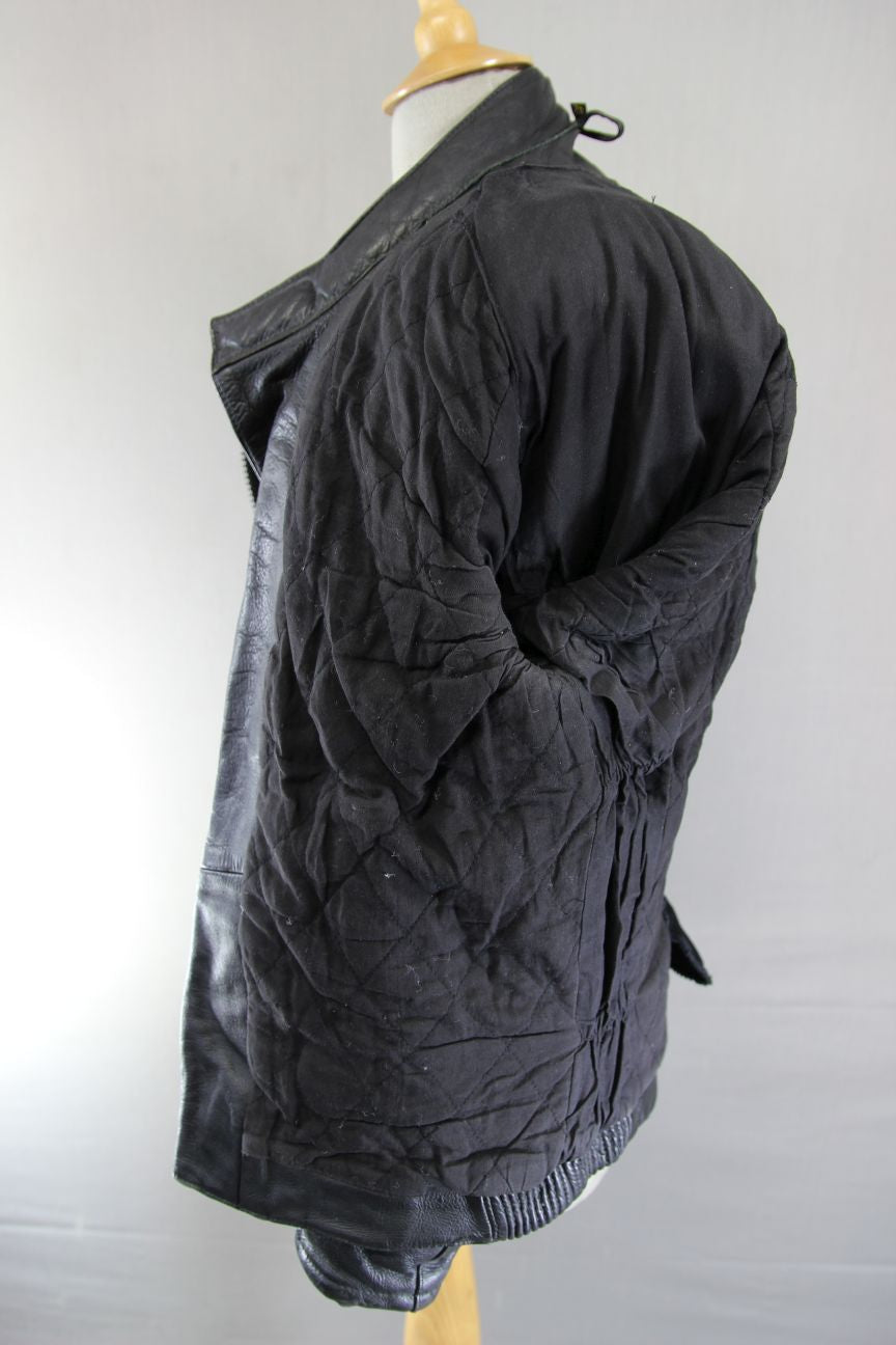 CLASSIC ASHY BLACK PRIME HIDE LEATHER BIKER JACKET 38 INCH
