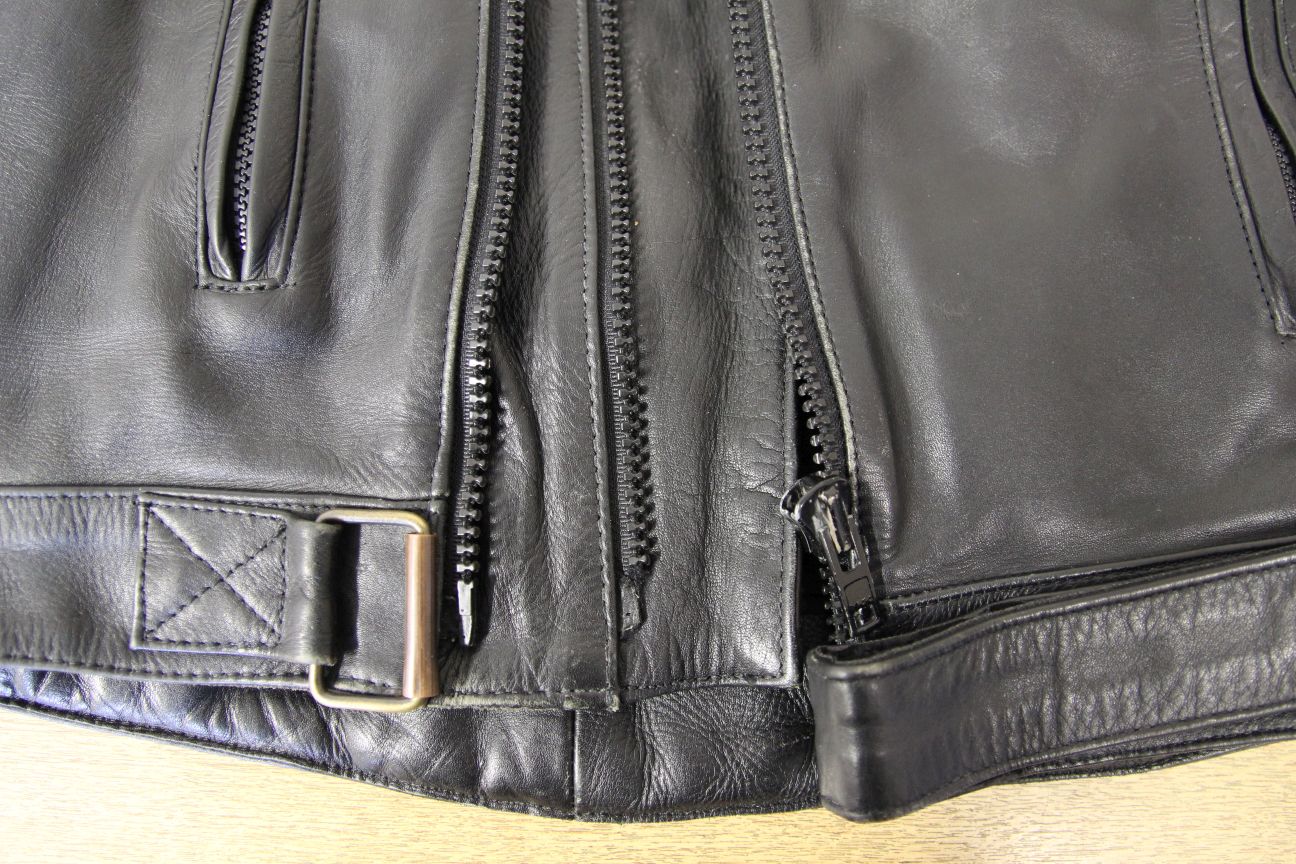 CLASSIC ASHY BLACK PRIME HIDE LEATHER BIKER JACKET 38 INCH