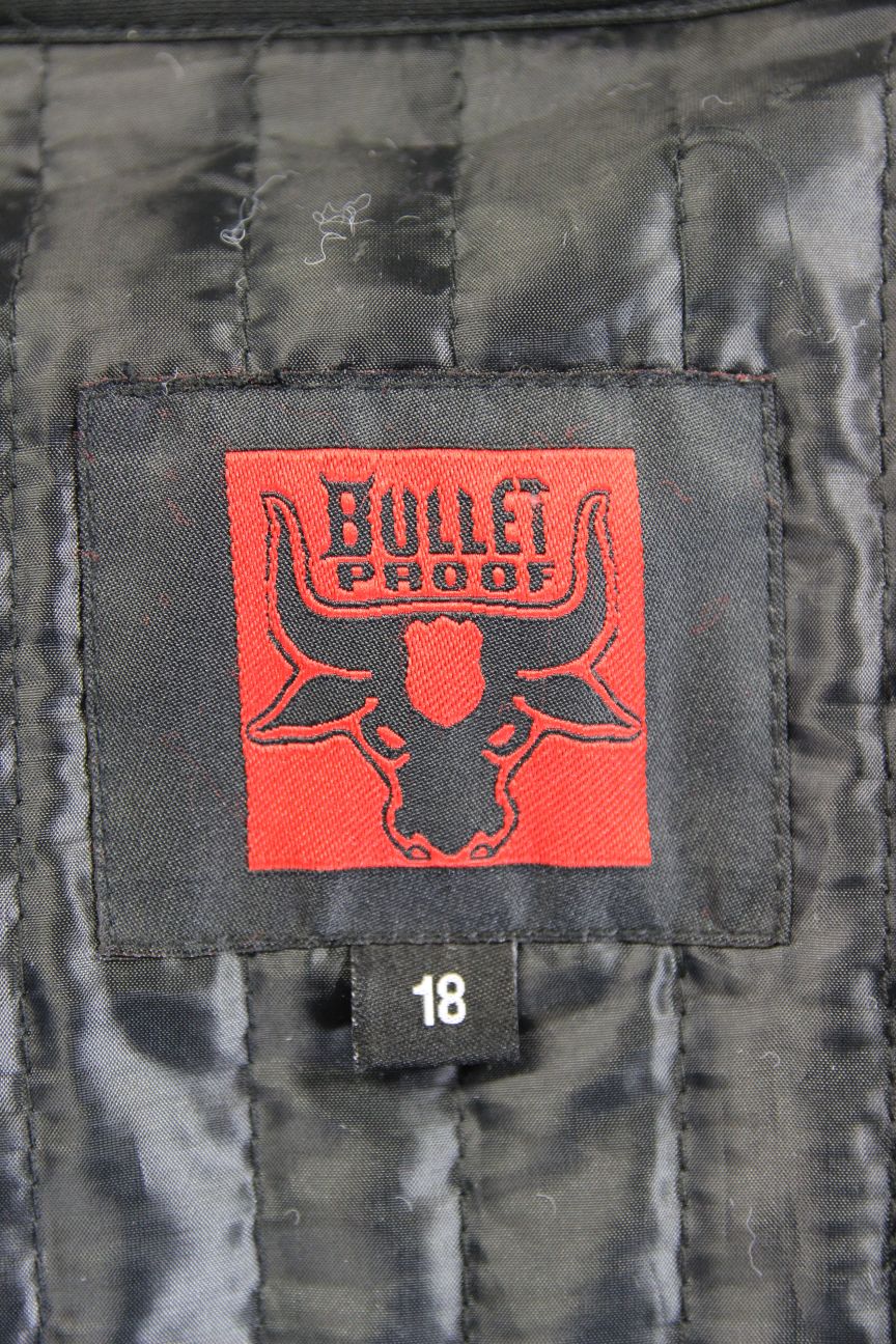 BULLETPROOF BLACK/PINK/SILVER LEATHER BIKER JCKT + ARMOUR/THERMAL LINING SIZE 18