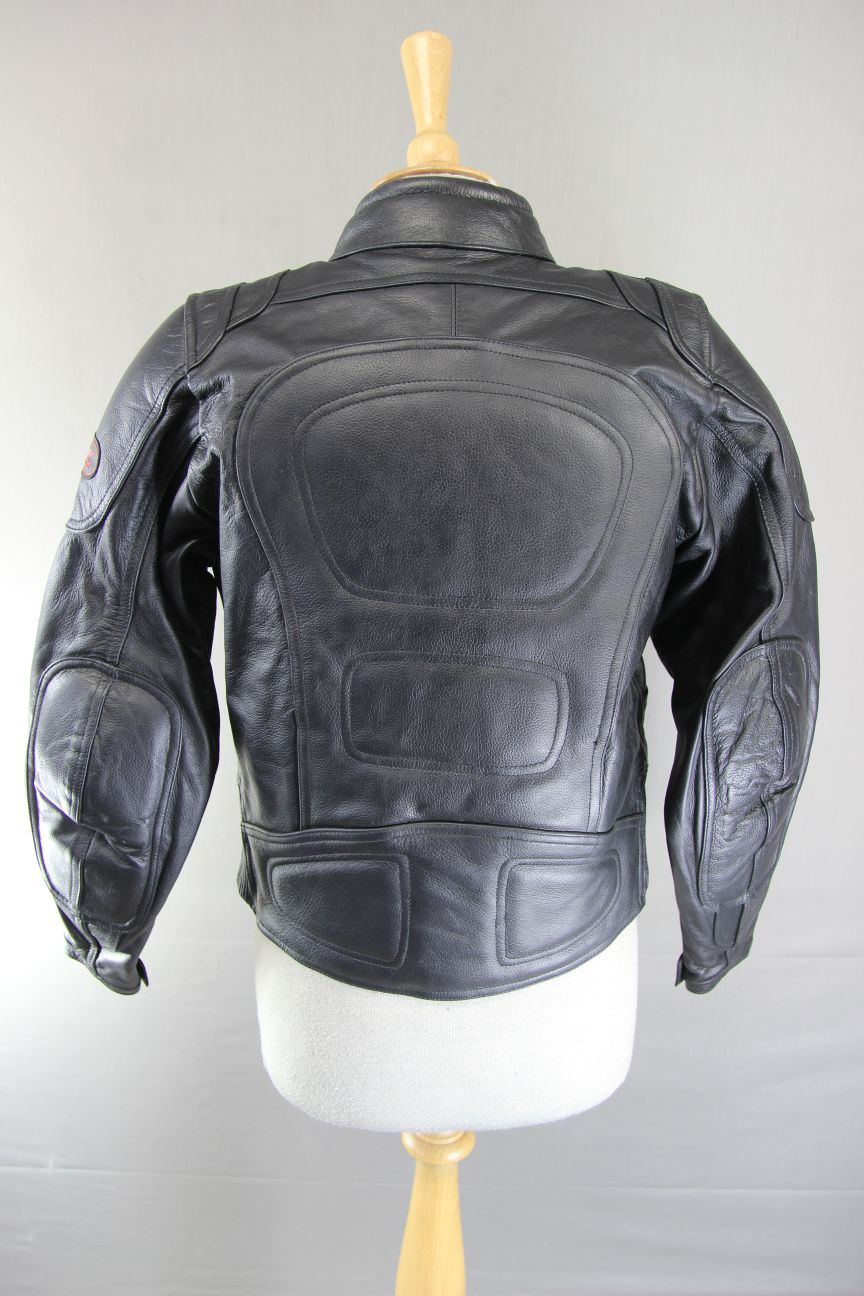 DYNAMIC LEATHER BLACK COWHIDE BIKER JACKET + CE ARMOUR & THERMAL LINING: SIZE 12