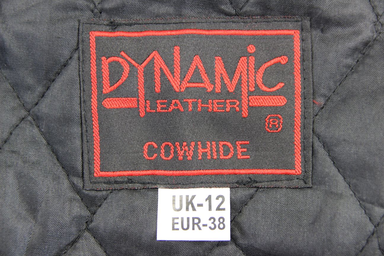 DYNAMIC LEATHER BLACK COWHIDE BIKER JACKET + CE ARMOUR & THERMAL LINING: SIZE 12