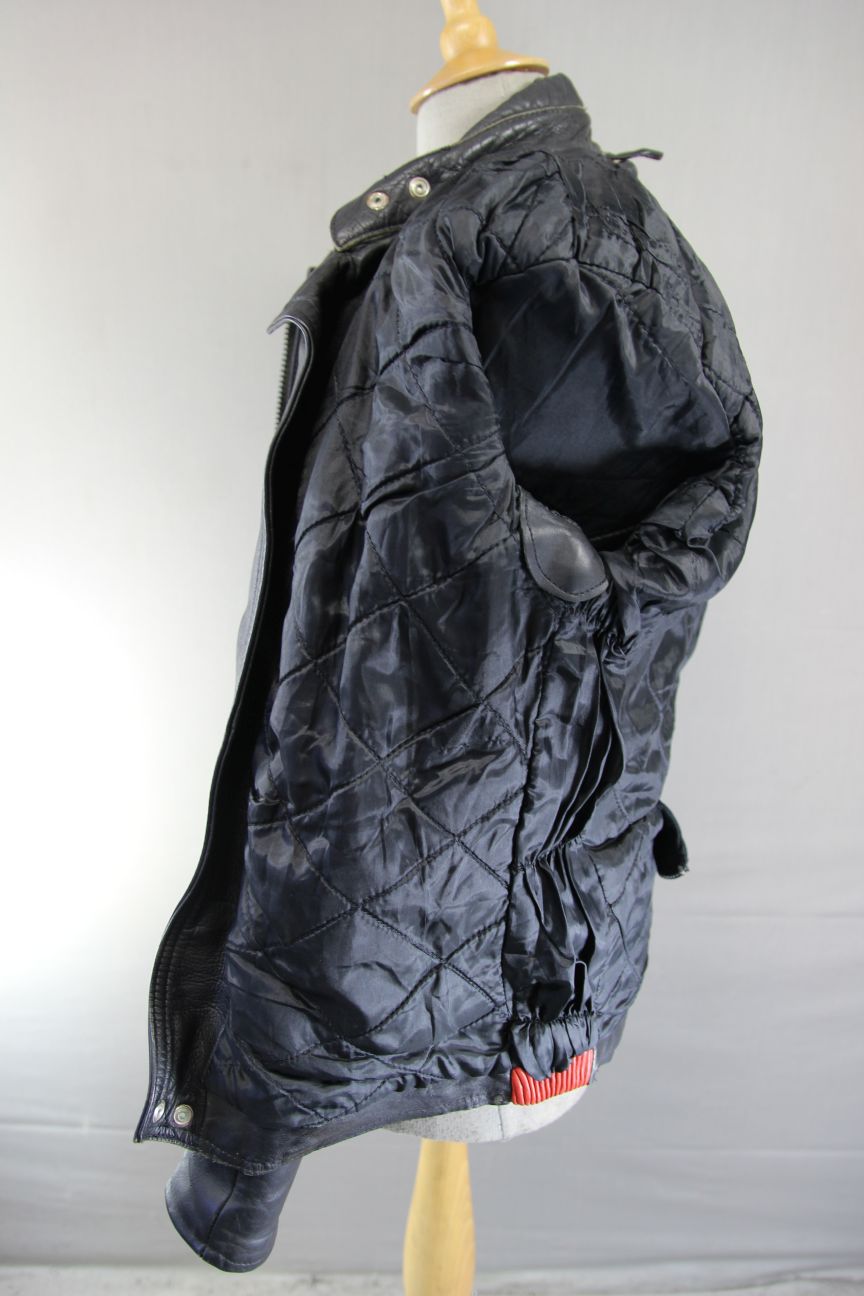 VINTAGE KETT CLASSIC BLACK, RED & GREY COWHIDE LEATHER BIKER JACKET 36-38 INCH