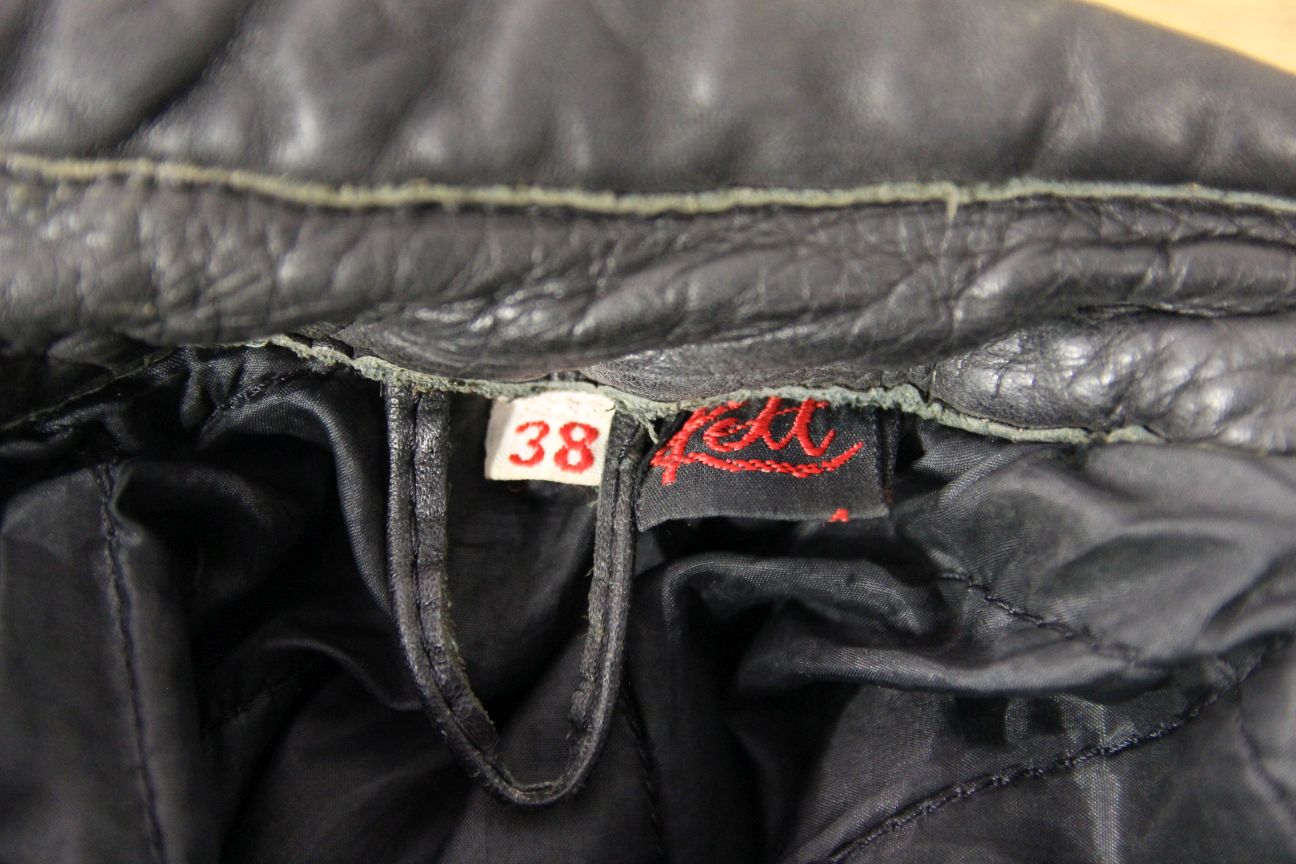 VINTAGE KETT CLASSIC BLACK, RED & GREY COWHIDE LEATHER BIKER JACKET 36-38 INCH