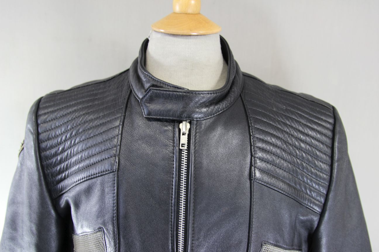 CLASSIC PROTECH LEATHER APPAREL VENTILATED BLACK BIKER JACKET 42-44 INCH/LARGE