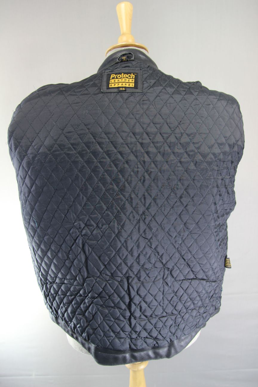 CLASSIC PROTECH LEATHER APPAREL VENTILATED BLACK BIKER JACKET 42-44 INCH/LARGE