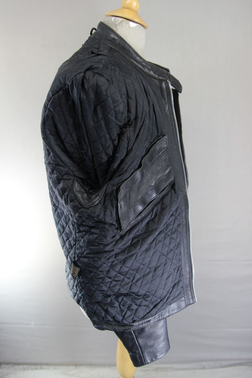 CLASSIC PROTECH LEATHER APPAREL VENTILATED BLACK BIKER JACKET 42-44 INCH/LARGE