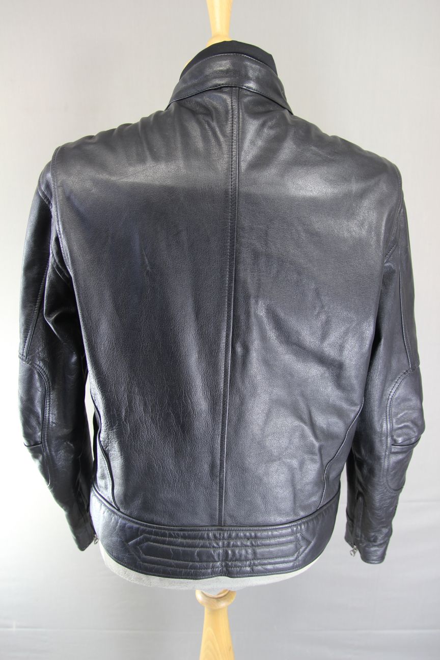 CLASSIC OSX BLACK LEATHER BIKER JACKET 42 INCH CHEST/LARGE
