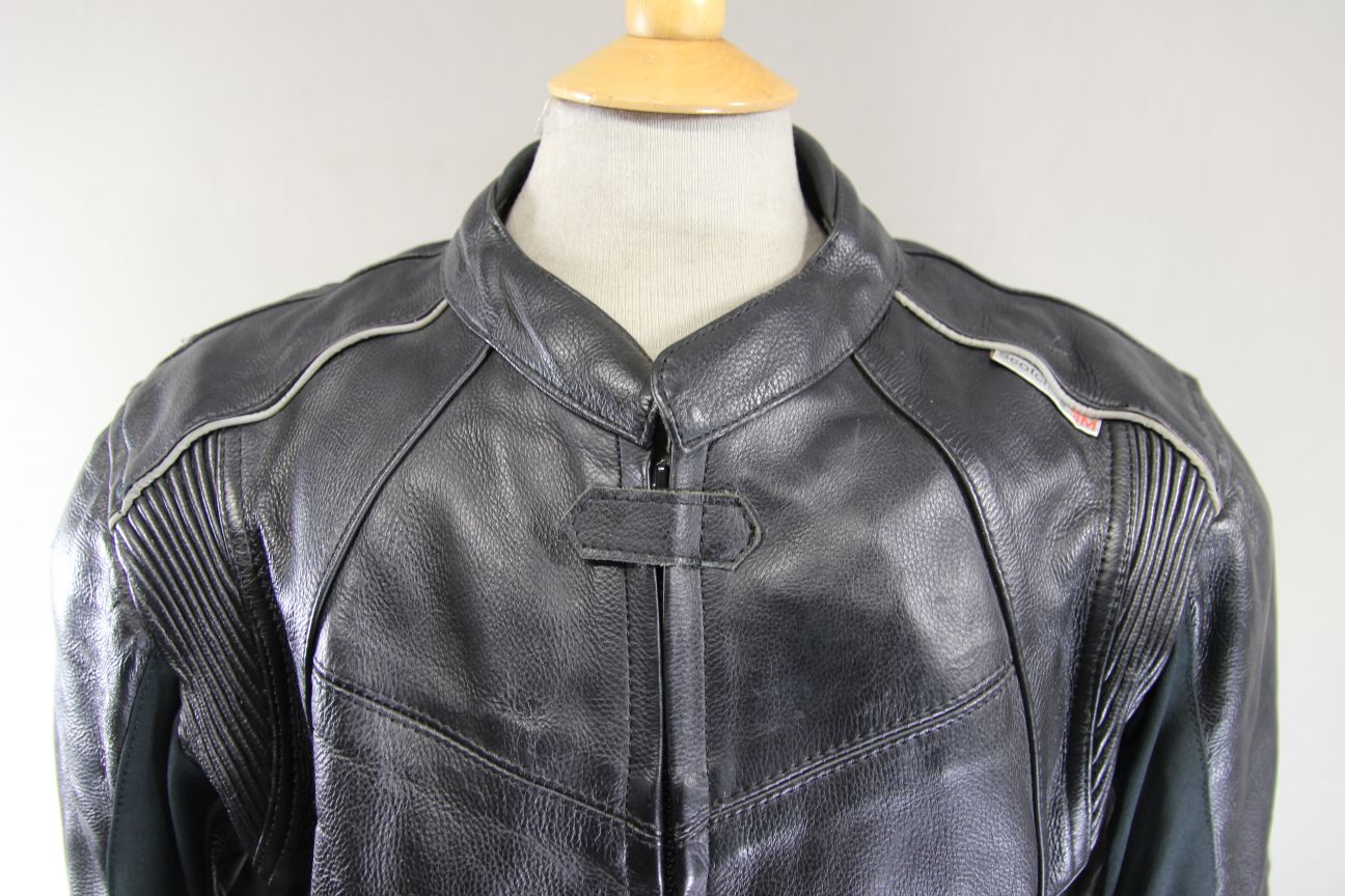 BIKERS GEAR BLACK LEATHER JACKET + SHOULDER/ELBOW CE ARMOUR & THERMAL LINING 42"