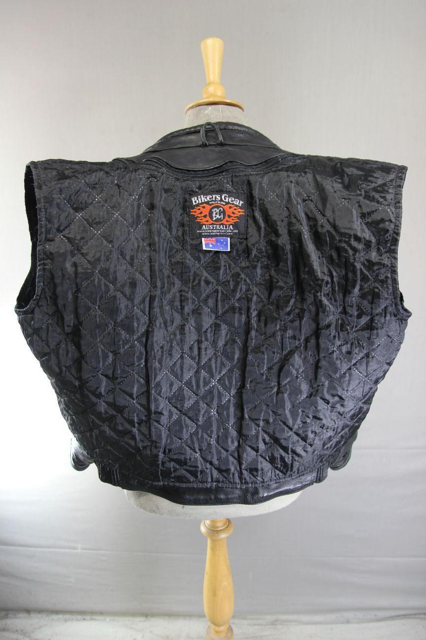 BIKERS GEAR BLACK LEATHER JACKET + SHOULDER/ELBOW CE ARMOUR & THERMAL LINING 42"
