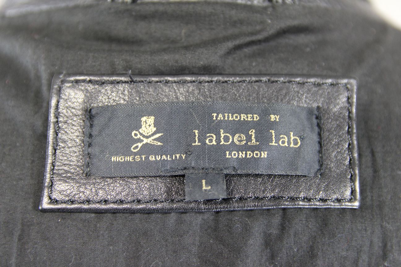 LABEL LAB LONDON RETRO BLACK COWHIDE LEATHER COTTON LINED BIKER JACKET 40-42 IN