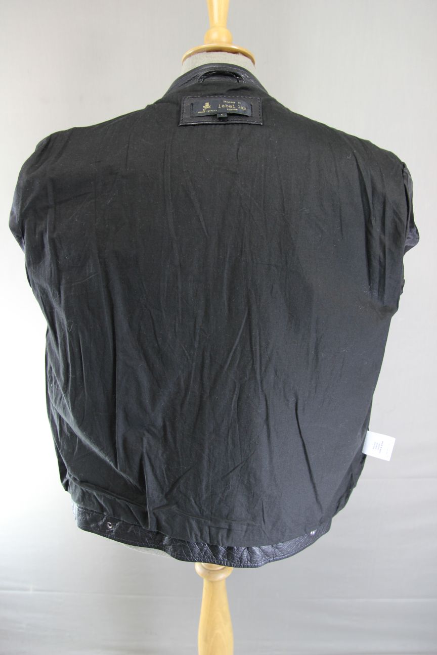 LABEL LAB LONDON RETRO BLACK COWHIDE LEATHER COTTON LINED BIKER JACKET 40-42 IN