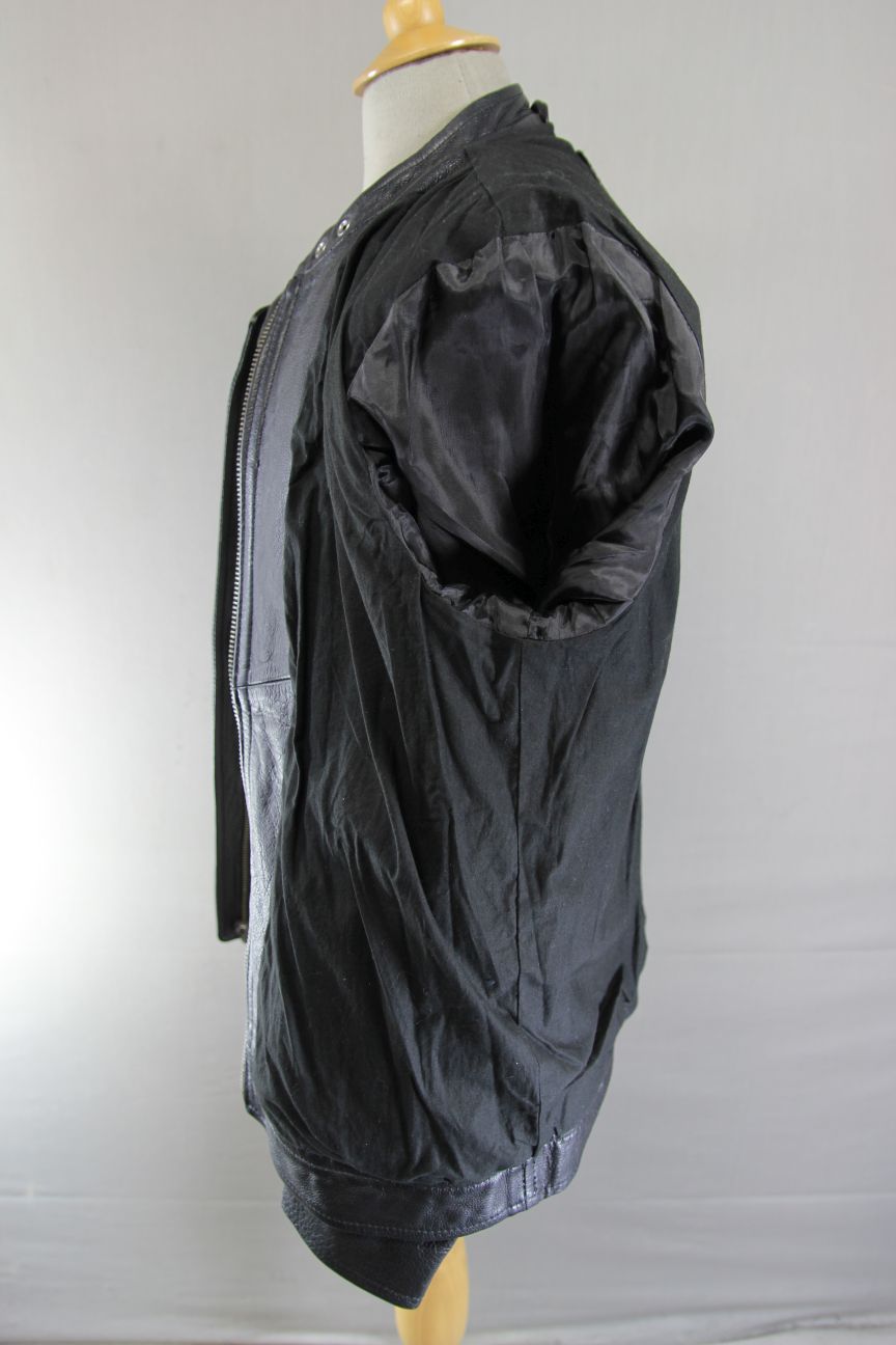 LABEL LAB LONDON RETRO BLACK COWHIDE LEATHER COTTON LINED BIKER JACKET 40-42 IN