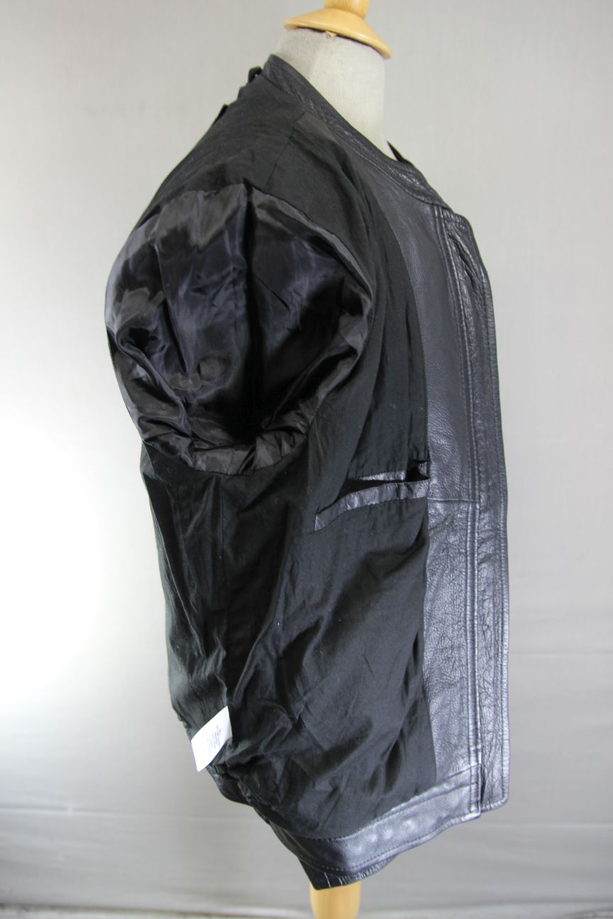 LABEL LAB LONDON RETRO BLACK COWHIDE LEATHER COTTON LINED BIKER JACKET 40-42 IN