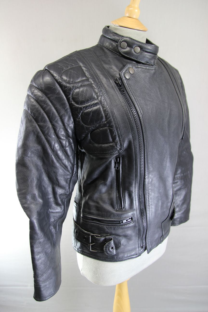 MERCURY STONES CLASSIC BLACK LEATHER BIKER JACKET 36 INCH CHEST