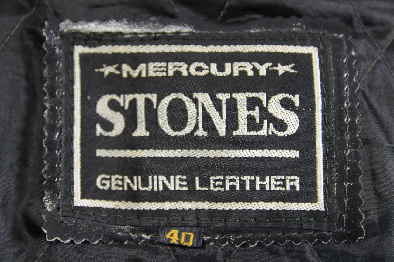 MERCURY STONES CLASSIC BLACK LEATHER BIKER JACKET 36 INCH CHEST