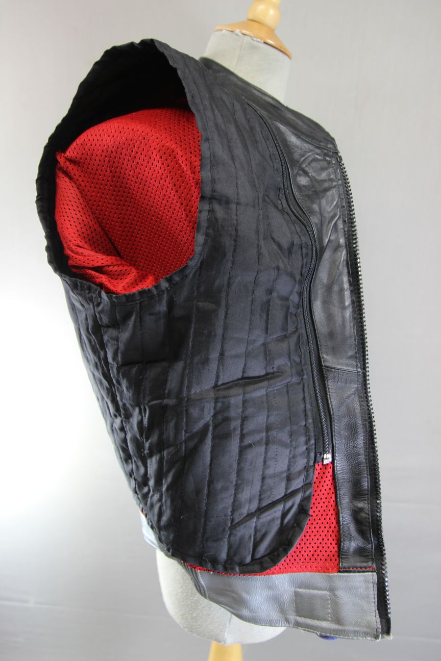 X-TREME BLACK, SILVER & BLUE LEATHER BIKER JACKET + ARMOUR/THERMAL LINING SIZE16