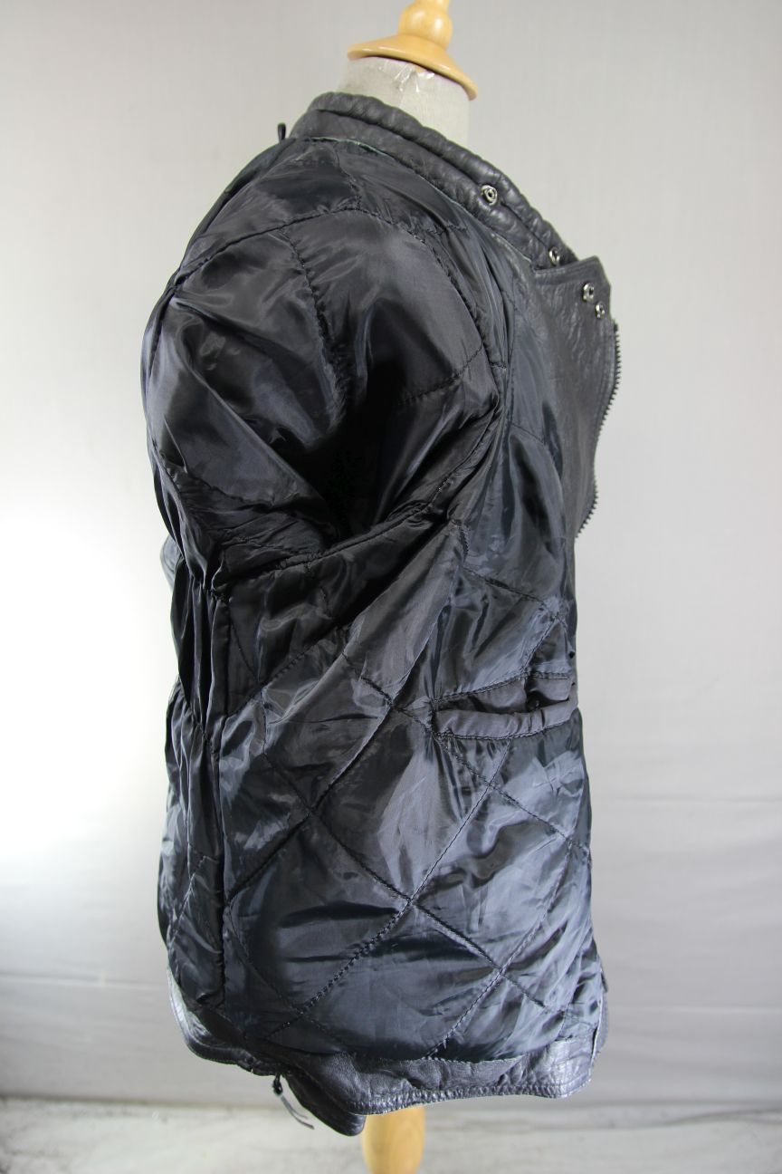 VINTAGE WADDINGTON CLASSIC BLACK & RED LEATHER BIKER JACKET 42 INCH CHEST