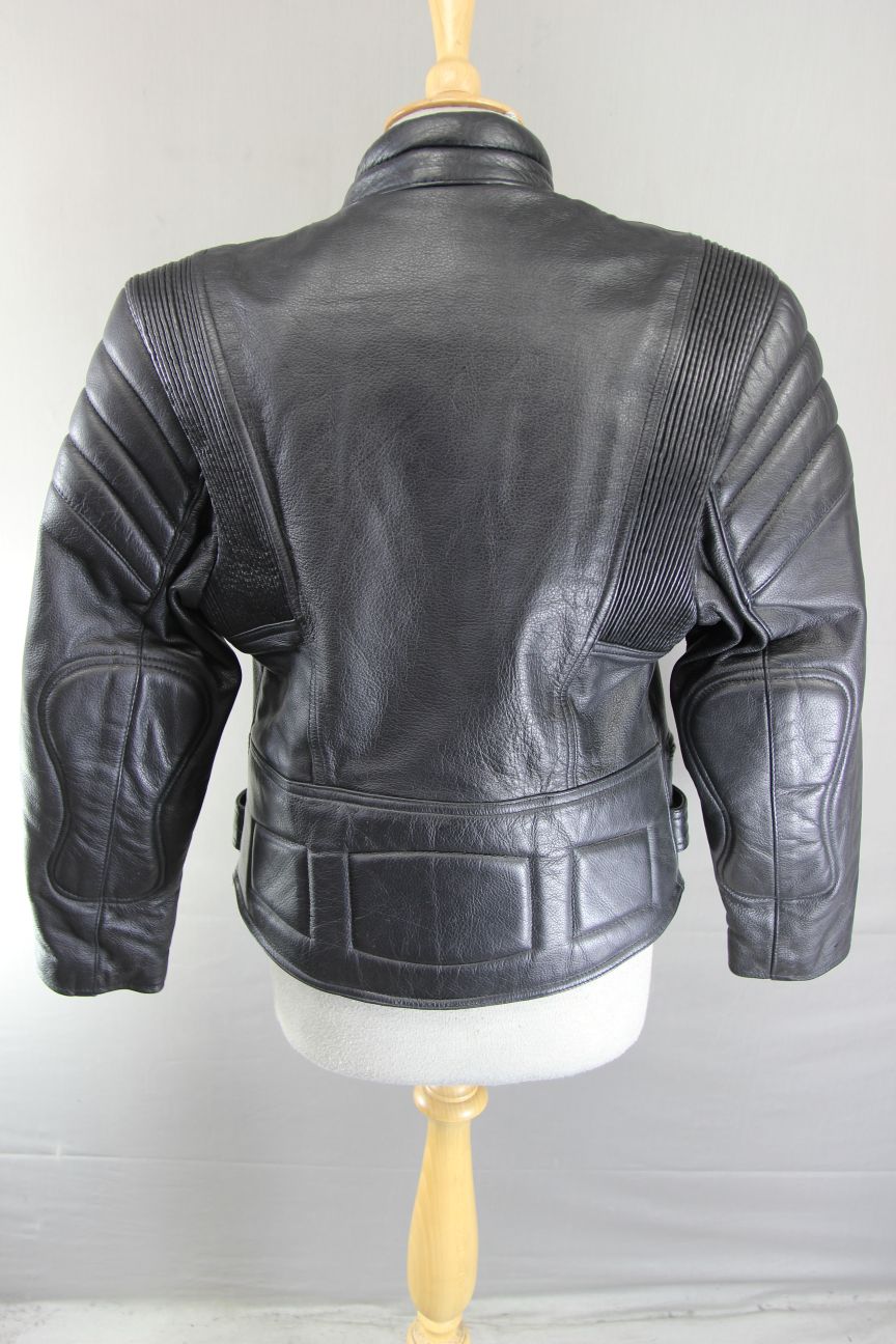 SKINTAN CLASSIC BLACK COWHIDE LEATHER BIKER JACKET 36 INCH/LARGE