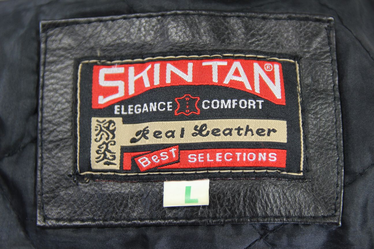 SKINTAN CLASSIC BLACK COWHIDE LEATHER BIKER JACKET 36 INCH/LARGE