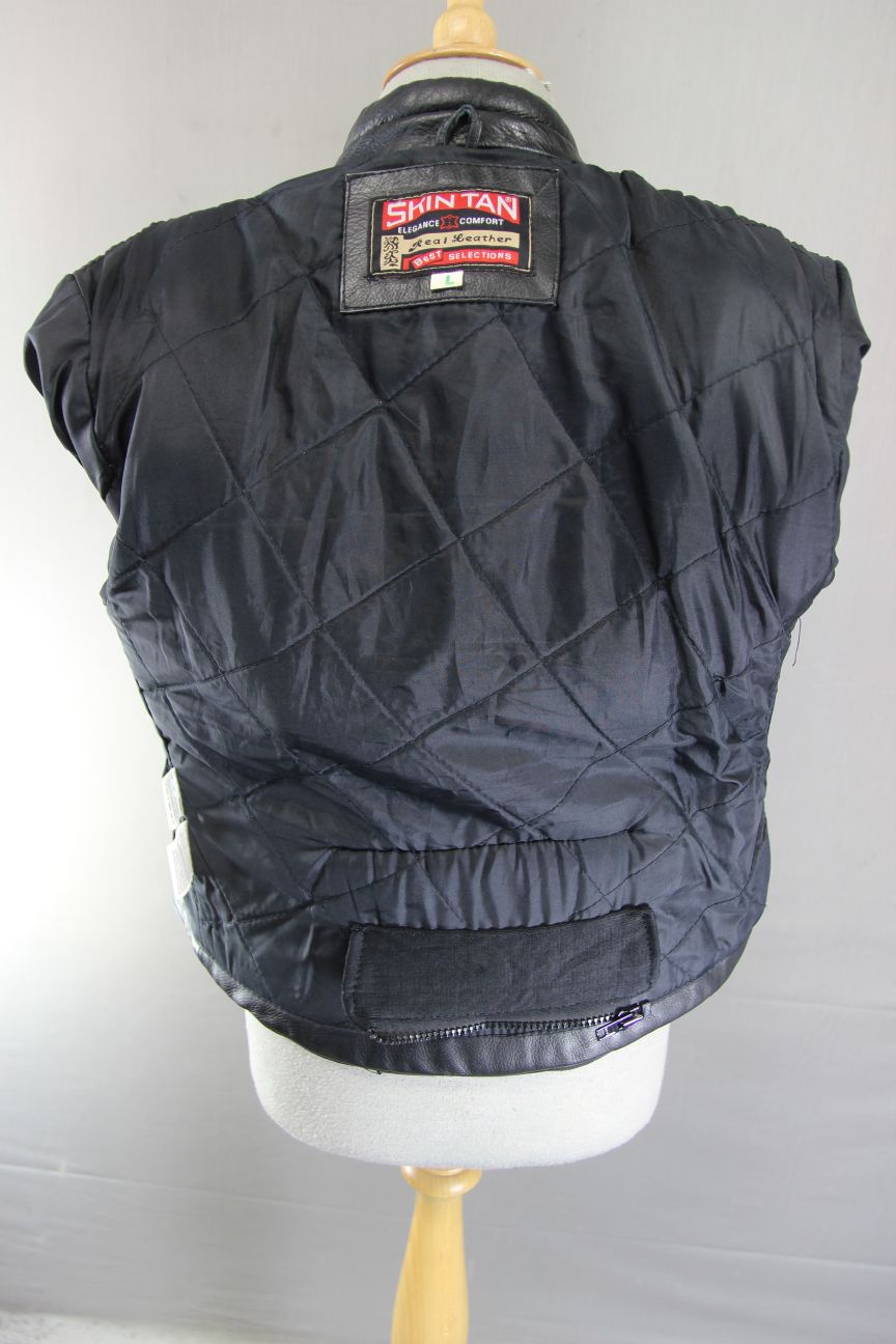 SKINTAN CLASSIC BLACK COWHIDE LEATHER BIKER JACKET 36 INCH/LARGE
