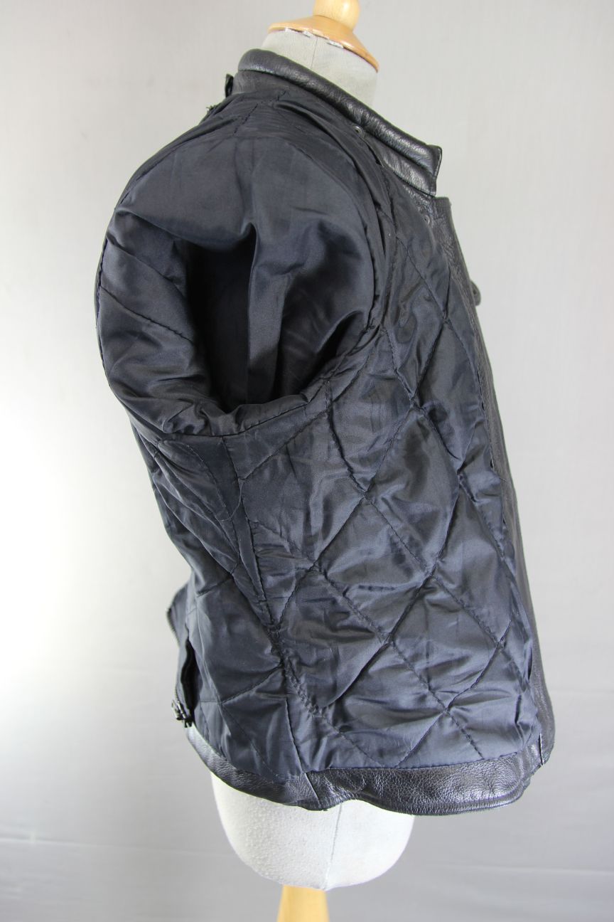 SKINTAN CLASSIC BLACK COWHIDE LEATHER BIKER JACKET 36 INCH/LARGE