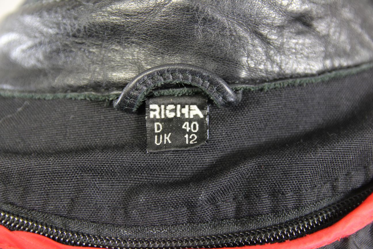 RICHA 'LENA' BLACK LEATHER BIKER JACKET WITH CE ARMOUR & THERMAL LINING: SIZE 12