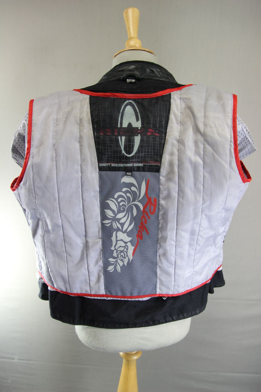 RICHA 'LENA' BLACK LEATHER BIKER JACKET WITH CE ARMOUR & THERMAL LINING: SIZE 12
