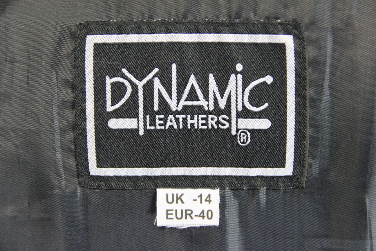 DYNAMIC LEATHERS BLACK BIKER JACKET WITH REMOVABLE ARMASPORT+ CE ARMOUR: SIZE 14