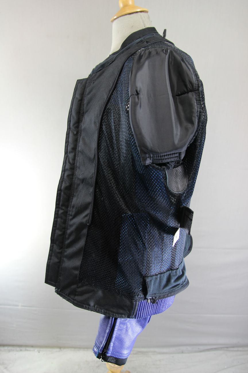 BLACK, BLUE & WHITE FLINT RACING LEATHER BIKER JACKET WITH CE ARMOUR 44 INCH