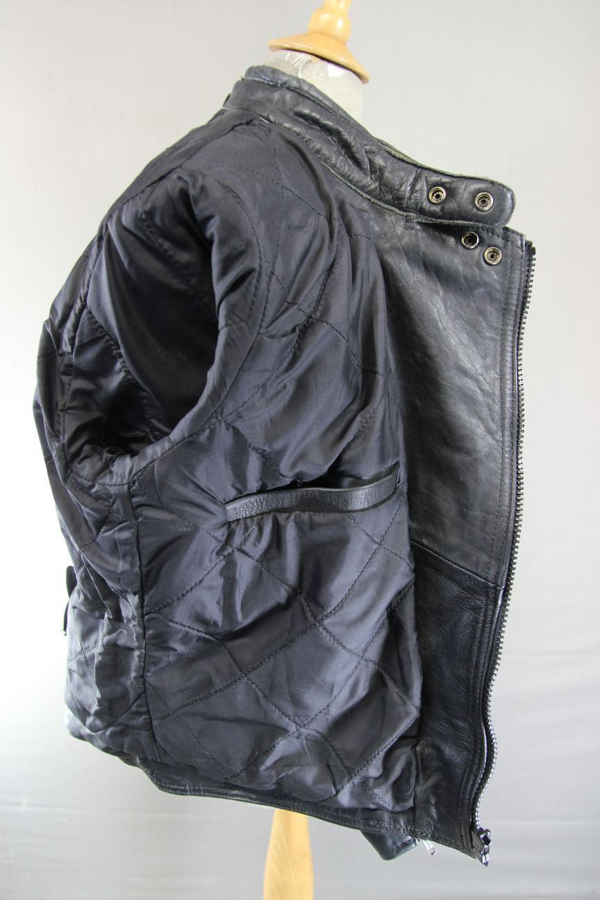 CLASSIC AKITO T-FORCE BLACK LEATHER BIKER JACKET 40-42 INCH CHEST