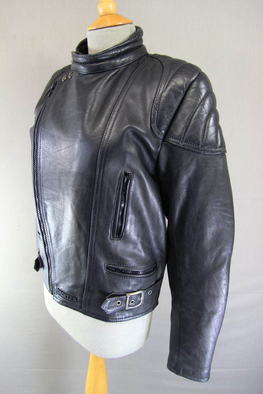 CLASSIC SPORTEX A5 BLACK LEATHER BIKER JACKET 38-40 INCH