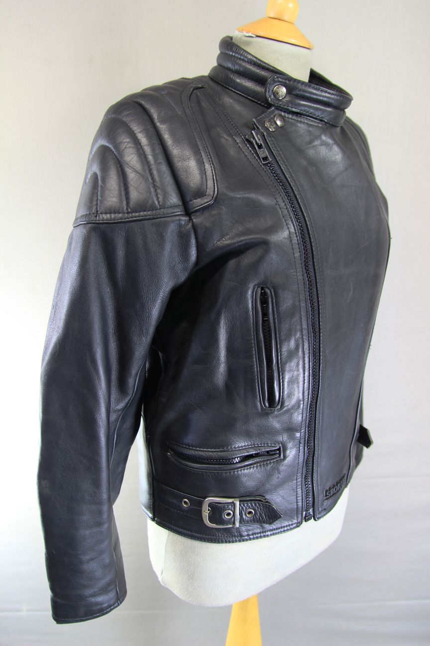CLASSIC SPORTEX A5 BLACK LEATHER BIKER JACKET 38-40 INCH