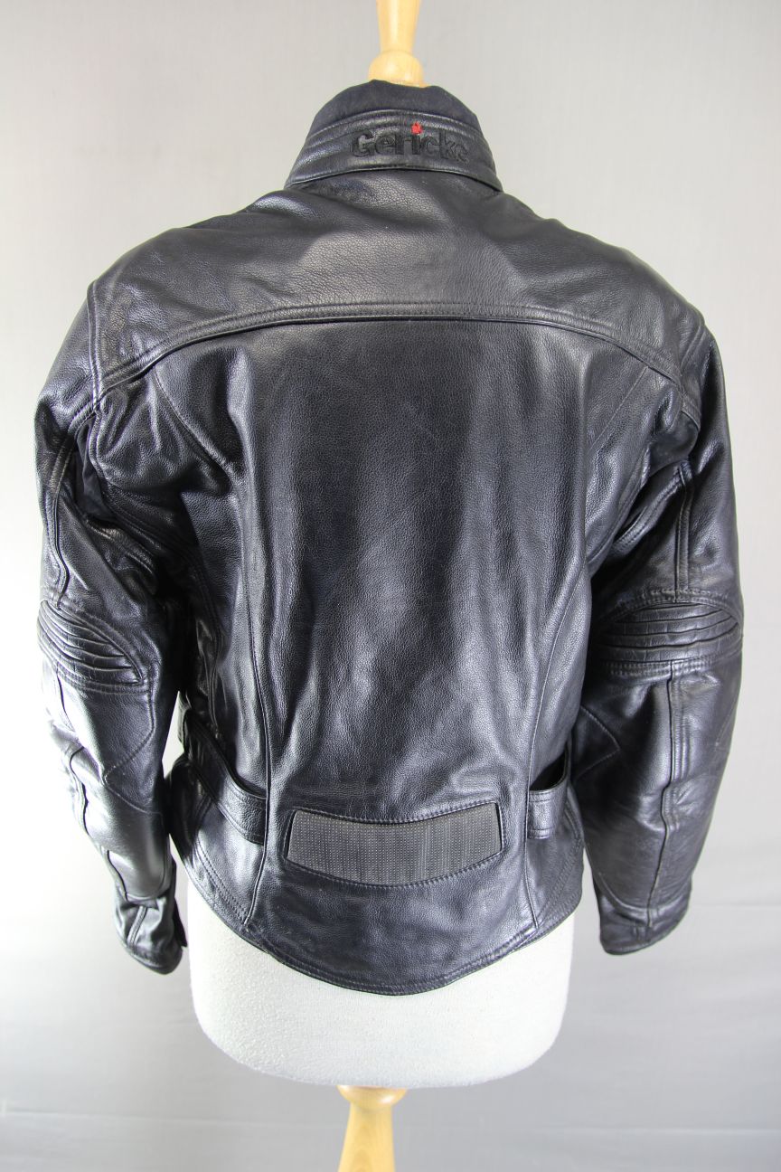 HEIN GERICKE STREETLINE BLACK LEATHER BIKER JACKET WITH CE ARMOUR: SIZE 14