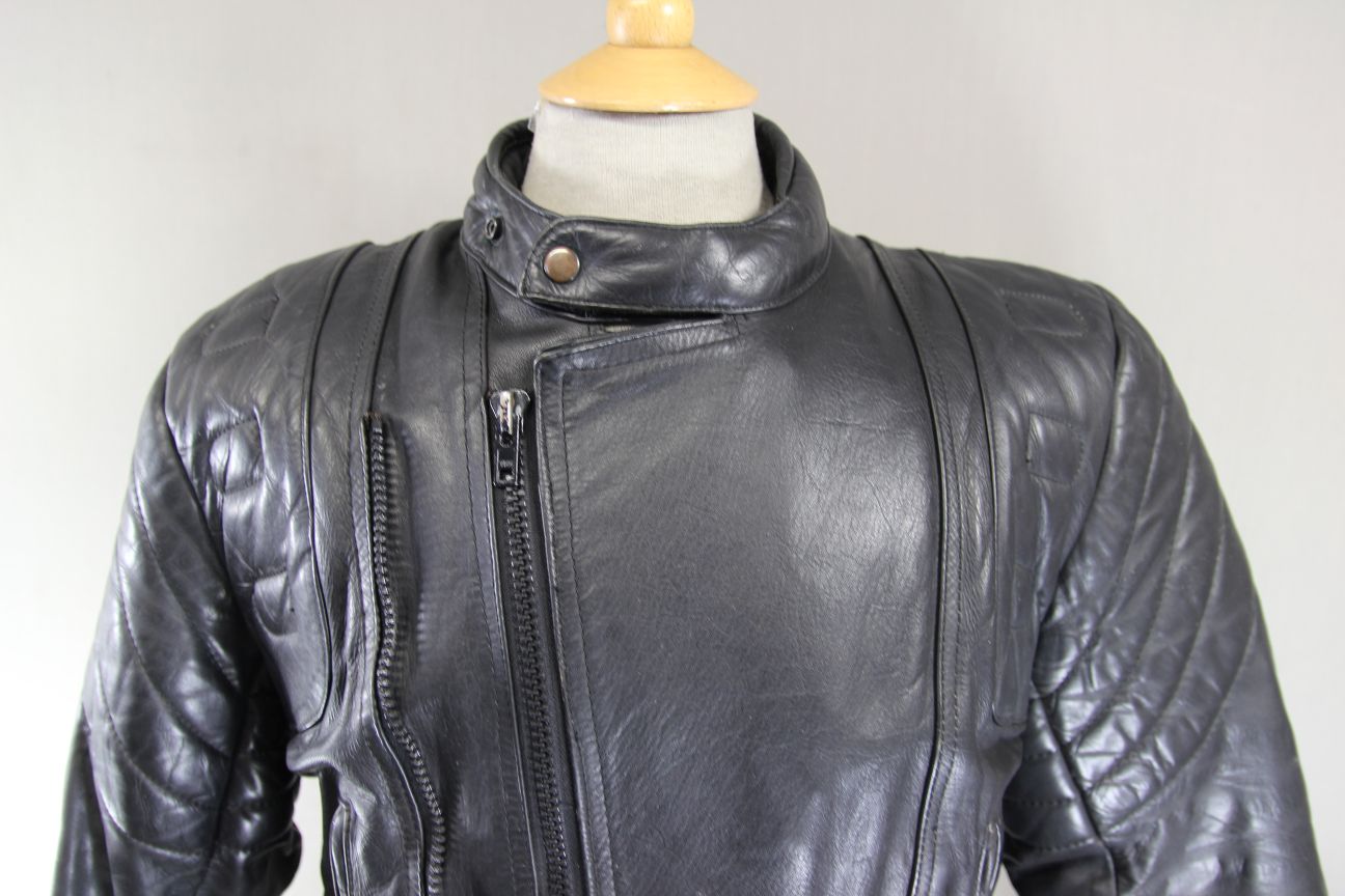 CLASSIC BLACK LEATHER BIKER JACKET 38-40 INCH/MEDIUM