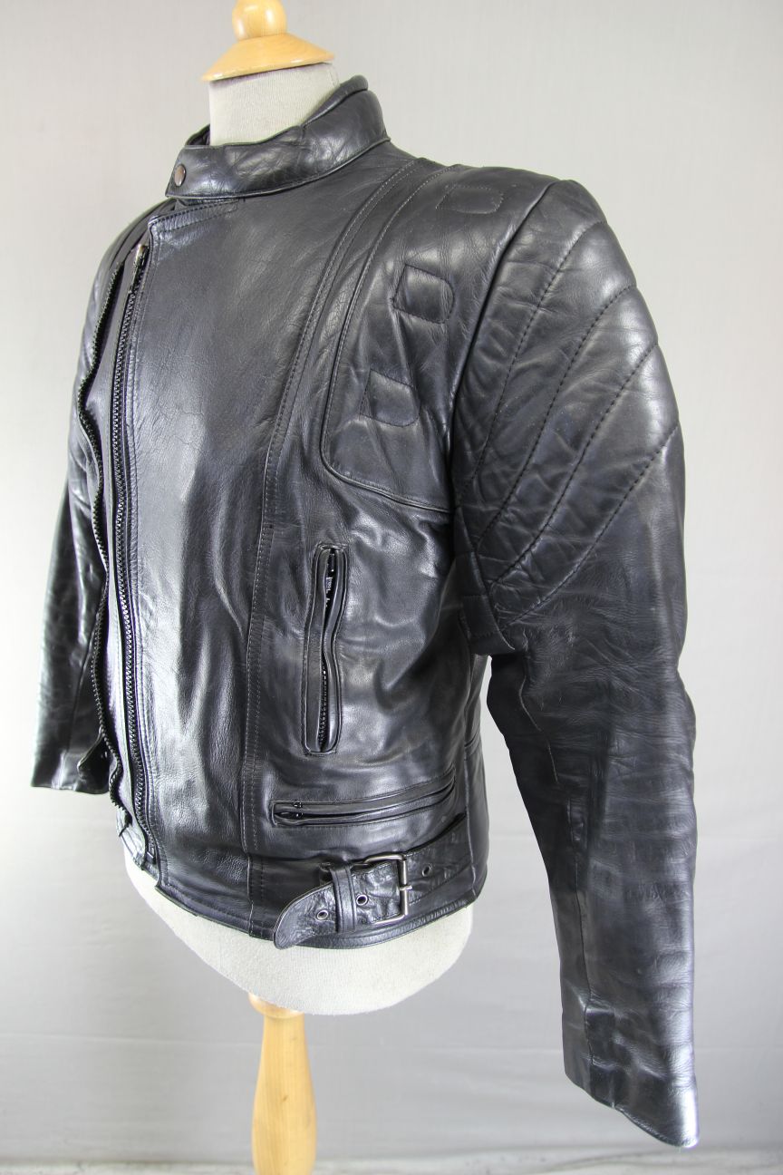 CLASSIC BLACK LEATHER BIKER JACKET 38-40 INCH/MEDIUM