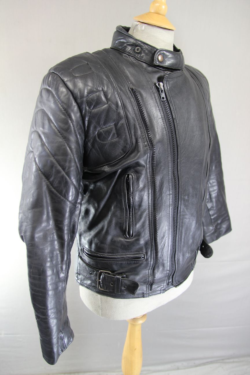 CLASSIC BLACK LEATHER BIKER JACKET 38-40 INCH/MEDIUM